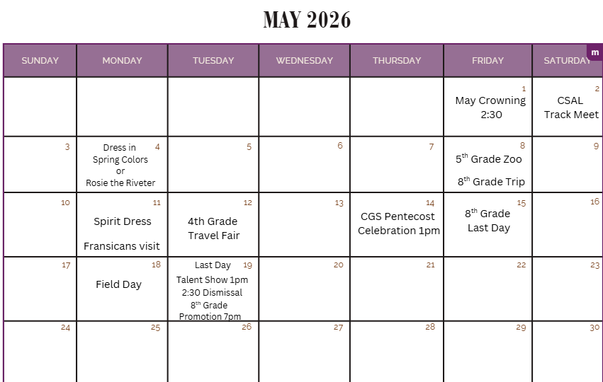 May Family Events Calendar 2026